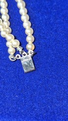 Circa 1950 NOS Marvella 3-Str Faux Pearl Necklace ,Original Tag,Box,Sterlinig