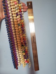 Satin Silk Wrapped Beads Necklaces 11 Pcs Multicolored Gold Tone Spacer Beads