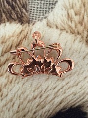 Rose Gold Crown Brooch Multicolor Marquise Rhinestone AB Crystal Pin AS IS