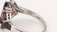 Vintage Sterling Silver Ring Garnet Cluster Pear Pavé Floral BBJ 925 Size 8