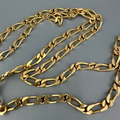 Vintage Figaro Chain Necklace Gold Tone 1990s 1/4″ Thick 29″ Long No Clasp