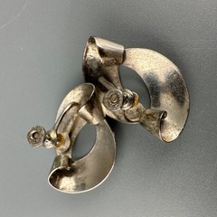Vintage Sterling Silver Modernist Earrings Abstract Sculptural Screw Back MCM