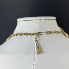 Vtg Francois Coro Bib Necklace Gold Tone Multi Chain Faux Pearl Cascade Chunky