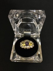 Ladies Vintage 925 Sterling Silver Gold-Tone Multi-Stone Ring – Size 10
