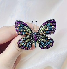 PURPLE MULTI-COLOR RHINESTONE BUTTERFLY BROOCH PIN~MOTHER’S DAY BIRTHDAY GIFT