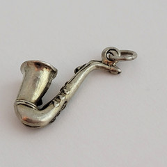 Vintage Sterling Silver Saxophone Horn Charm Pendant Wind Instrument