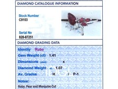 Vintage 1.41Ct Ruby and 1.07Ct Diamond, 18k White Gold Dress Ring Circa 1980