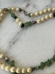 Vintage Pearls Agate, Jade & Carnelian Stone Bead Long Necklace 1960’s