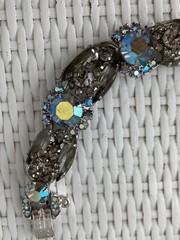 DAZZLING! JULIANA Smoky Gray Rhinestone Navette AB Headlight Bracelet Earrings!!
