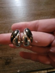 Silvertone Huggie Vintage Enamel Earrings Post Back Pierced Jewelry