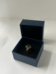 Vintage Green Cubic Zirconia Ring Gold Plated Womens Size 7.5