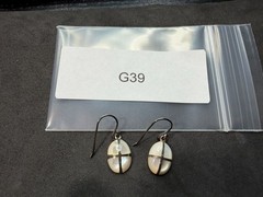 2.77g Vintage Sterling Silver 925 Oval Cross Inlay Drop Dangle Earrings M