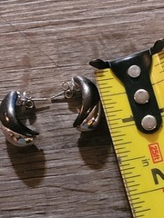 Silvertone Huggie Vintage Enamel Earrings Post Back Pierced Jewelry