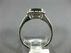 ESTATE 2.30CT DIAMOND & AAA SMOKY TOPAZ 14K WHITE GOLD 3D CUSHION HALO FUN RING