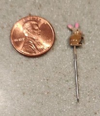 VINTAGE 1960’s “The Bug House” Miniature Enamel Rabbit Stick Pin- Made In Korea?