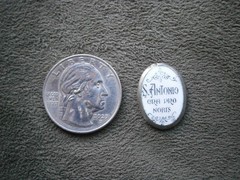 St Anthony Ora Pro Nobis Vtg Hand Painted Porcelain Bracelet Charm 3.0g ~ FLAW