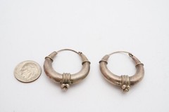 Vintage Sterling Silver 925 Hoop Earrings Ball Wire