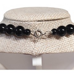 VTG Chunky Black Brown Beaded Everyday Statement Necklace Bracelet Set 17.5″
