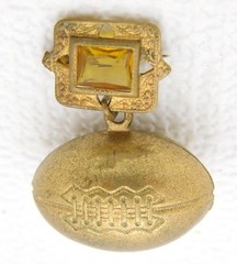 VTG Antique Gold Tone Topaz Rhinestone Football Dangle Pin Brooch C Clasp