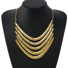 Vintage Bohemian style alloy necklace, multi-layered metal necklace, collarbone