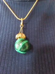 Vintage Slide w/Malachite Green Mineral Pendant/Necklace