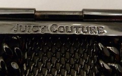 JUICY COUTURE HUGE SMOKY TOPAZ GRAY GLASS PINK RHINESTONE WIDE BRACELET