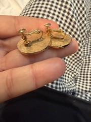 Vintage Napier Gold Tone Enamel Circle ScrewbackEarrings
