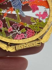 Vintage 1971 Janmax Asian Bird Gold-tone Brooch Signed 2.25in