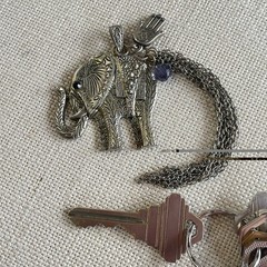 Vintage Boho Silver Tone Elephant Statement Pendant Hamsa Hand Tassel Charm 2”