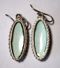 Vintage Russian Enamel Painted Jewelry Set Earrings & Double-Sided Necklace #61