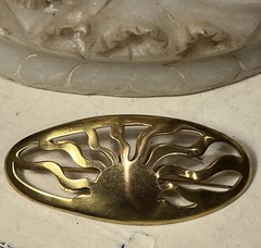 Vintage 1973 Steve Vaubel 18k Gold Plated Vermeil Rising Sun Design Brooch