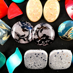 RETRO Vintage Metal Enamel Earrings Lot 14 Pairs Coloful Post Earrings Red Blue