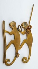Vintage Gold Tone Pair of Monkey Pendant, Brooch or Pin, 1 3/8″ x 1 3/4″