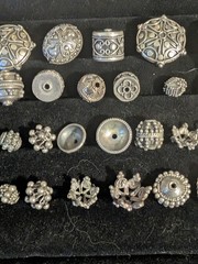 40 Beautiful Bali Jewelry Bead Lot With Two Pendants! 800-925 Silver! 3+ Oz!