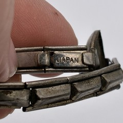 Vintage 60s Made Japan Silver Sapphire Glass Heart Childs Expandable Bracelet