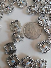 (Q)39 Pc Metal jewelry components Daisy Spacer Beads/AB Rhinestones