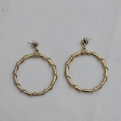 Vintage Gold Tone Twisted Wire Rope Dangle Hoop Earrings Large Statement Retro