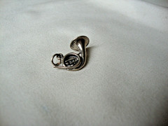 VINTAGE 3D FRENCH HORN STERLING SILVER STAMP 925 CHARM/PENDANT