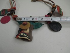 Vintage Artisan Necklace Siesta Polymer Clay Convertible pin pendant OOAK
