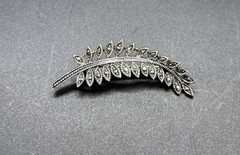 Vintage .925 Sterling Marcasite Leaf Pin Brooch 6 Grams
