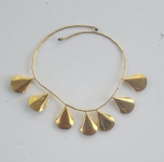 Vintage Necklace Leaf Shaped Pendants with Peacock / Evil Eye Bead