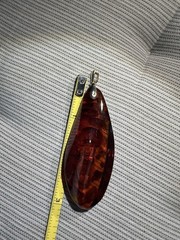 Vintage Large Amber Pendant 14g Freeform Shape Marked Bail Marked 333 8K Gold