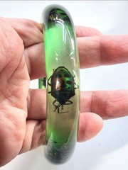 Vintage Green Juice Lucite Beetle Bangle