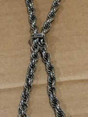 Vintage Lariat Fruit Pendant Silver Tone Chunky Chain Necklace Adjustable Length