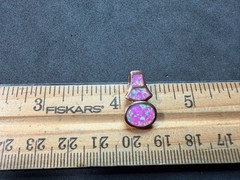 3.44g Vintage Sterling Silver 925 Pendant Pink Green Iridescent Inlay Abstract M