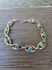Art Deco Blue Zircon 14k Gold Bracelet