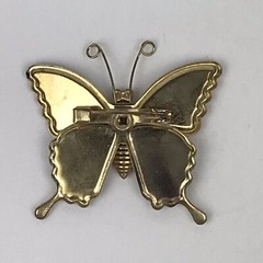 Vintage Glitter Sparkle Enamel Butterfly Brooch Gold Tone Metal 1 5/8”
