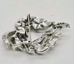 LISNER Brooch LEAF Pin Modern Modernist Signed Textured Vintage 2.25 in