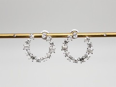 $8K 3ct VS G Natural OVAL Emerald Pear Cut Diamond 14k White Gold HOOP Earrings