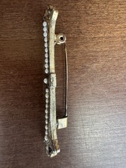 Vintage Victorian Revival Gold Toned Faux Pearl Bead Brooch